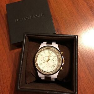 Authentic Michael Kors White/Gold Watch